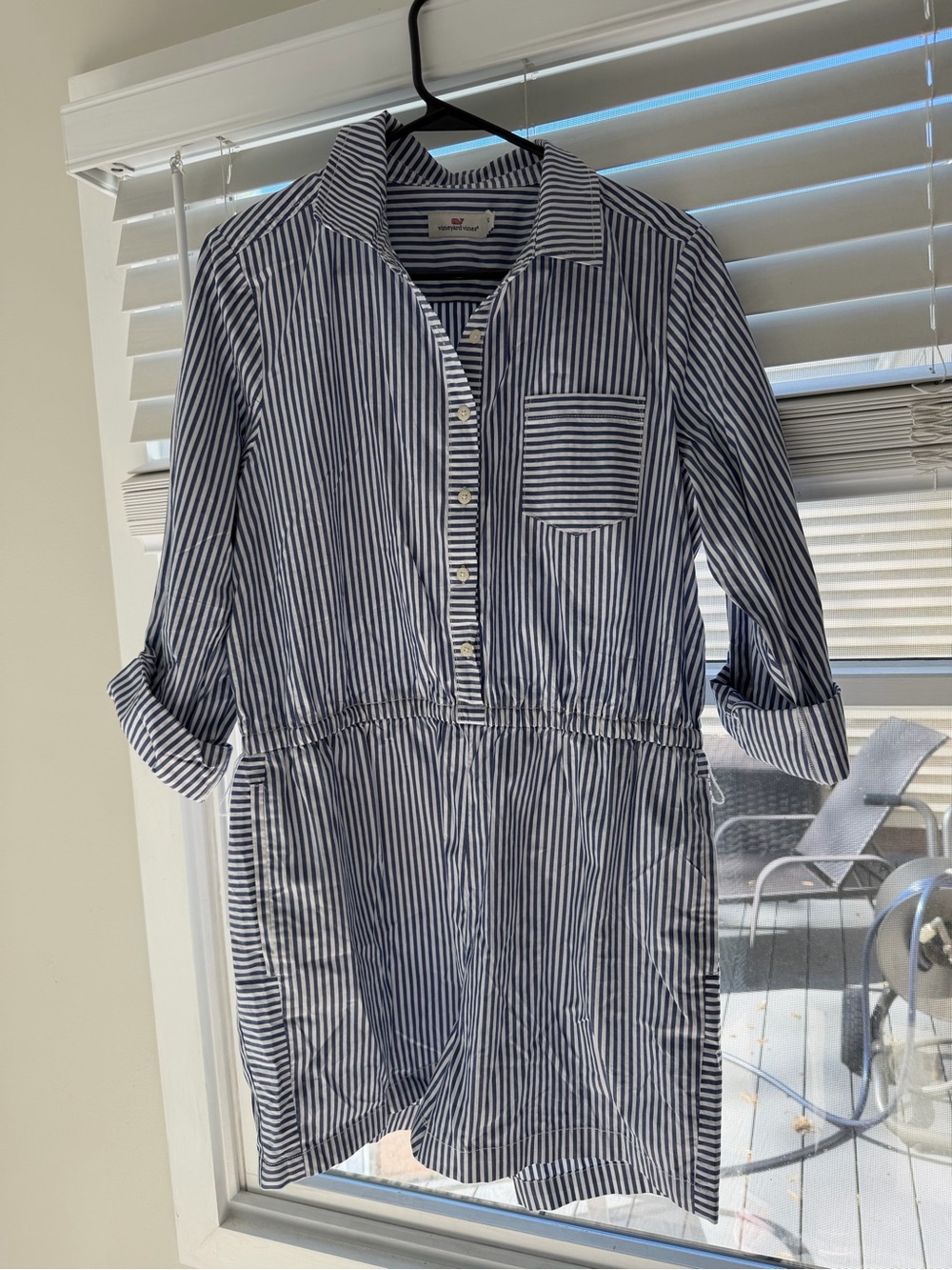 Vineyard vines Striped Blue & White Button Front shorts romper